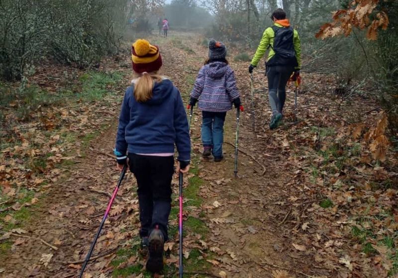 Grupo de personas practicando Nordic Walking.